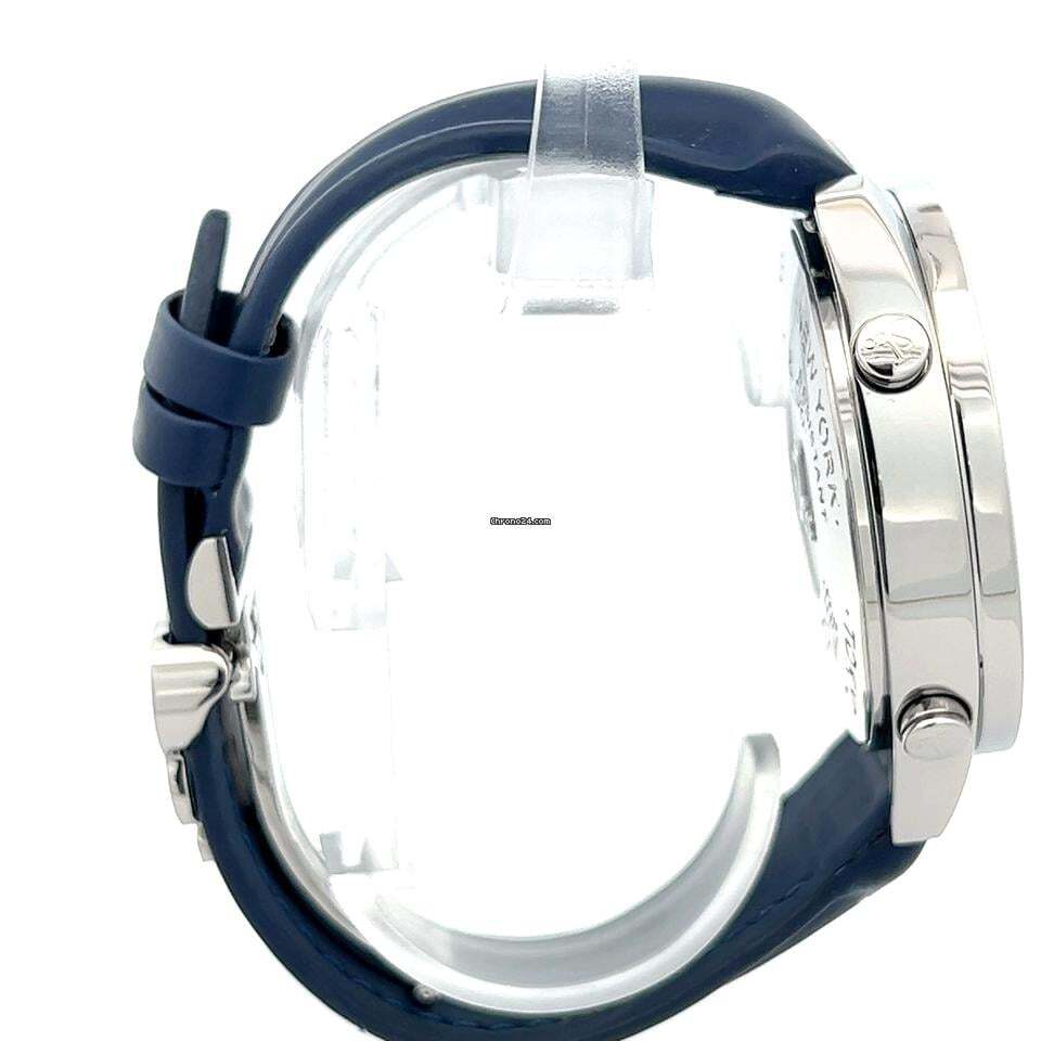 Jacob & Co. Five Time Zone Quartz Men's Watch Steel Case With Leather Strap Authentic Luxury Timepiece