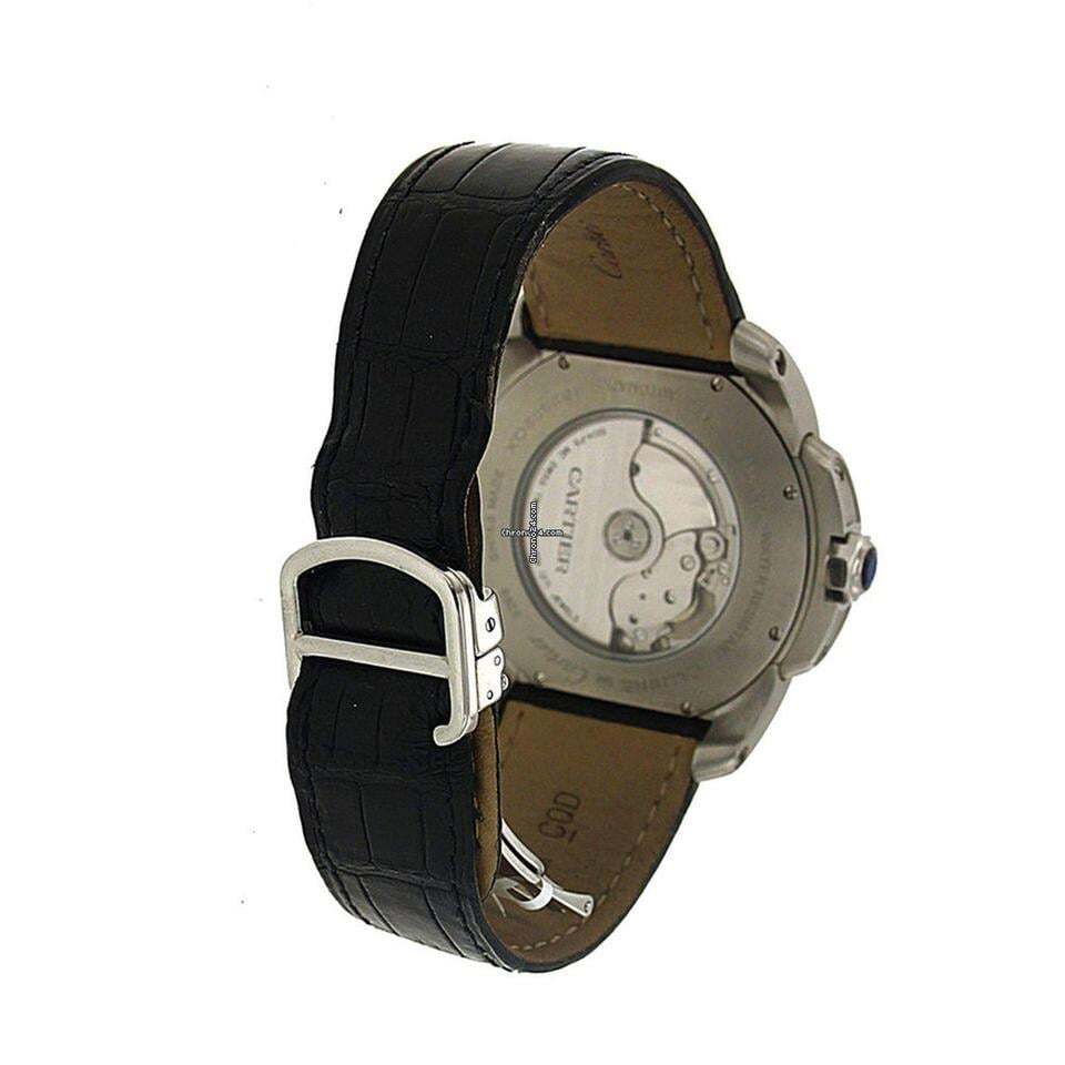 Cartier Calibre de Cartier Automatic Men's Watch Steel Case With Leather Strap Authentic Luxury Timepiece