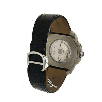 Cartier Calibre de Cartier Automatic Men's Watch Steel Case With Leather Strap Authentic Luxury Timepiece