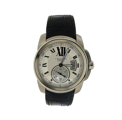 Cartier Calibre de Cartier Automatic Men's Watch Steel Case With Leather Strap Authentic Luxury Timepiece