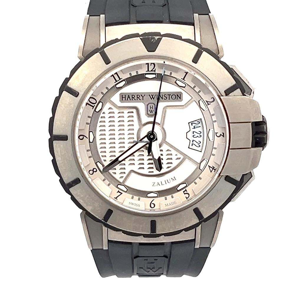 Harry Winston Ocean Automatic Men's Watch Case With Rubber Strap Authentic Luxury Timepiece