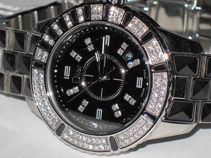 Dior Christal Quartz Women's Watch With Steel Case and Strap Authentic Luxury Timepiece