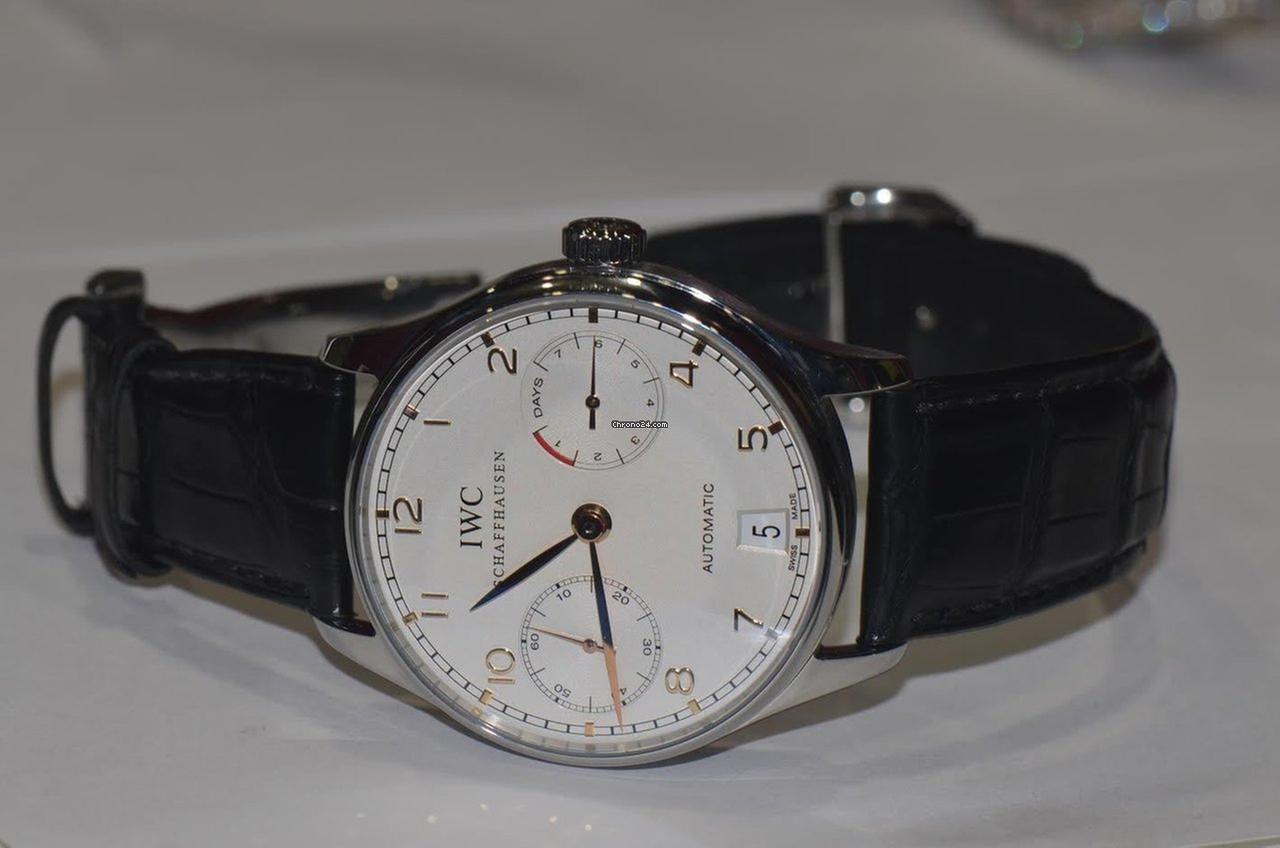 IWC Portuguese Automatic Automatic Men's Watch Steel Case With Leather Strap Authentic Luxury Timepiece