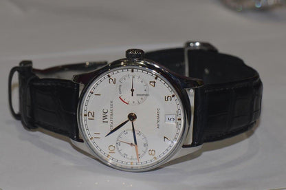 IWC Portuguese Automatic Automatic Men's Watch Steel Case With Leather Strap Authentic Luxury Timepiece