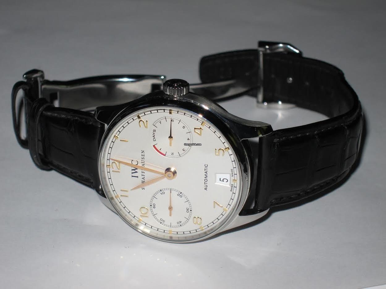 IWC Portuguese Automatic Automatic Men's Watch Steel Case With Leather Strap Authentic Luxury Timepiece