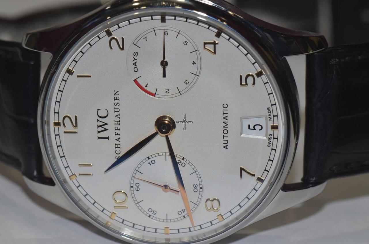 IWC Portuguese Automatic Automatic Men's Watch Steel Case With Leather Strap Authentic Luxury Timepiece