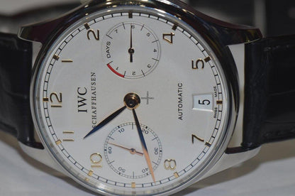 IWC Portuguese Automatic Automatic Men's Watch Steel Case With Leather Strap Authentic Luxury Timepiece