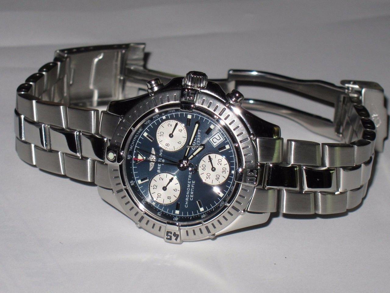 Breitling Colt Chronograph Quartz Men's Watch With Steel Case and Strap Authentic Luxury Timepiece