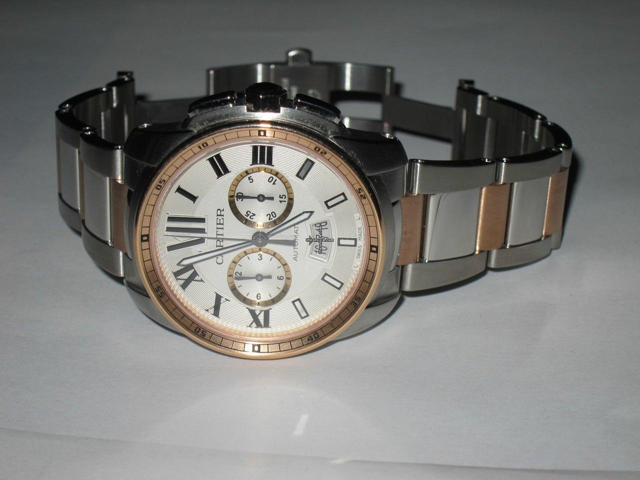 Cartier Calibre de Cartier Chronograph Automatic Men's Watch Gold/Steel Case With Gold/Steel Strap Authentic Luxury Timepiece