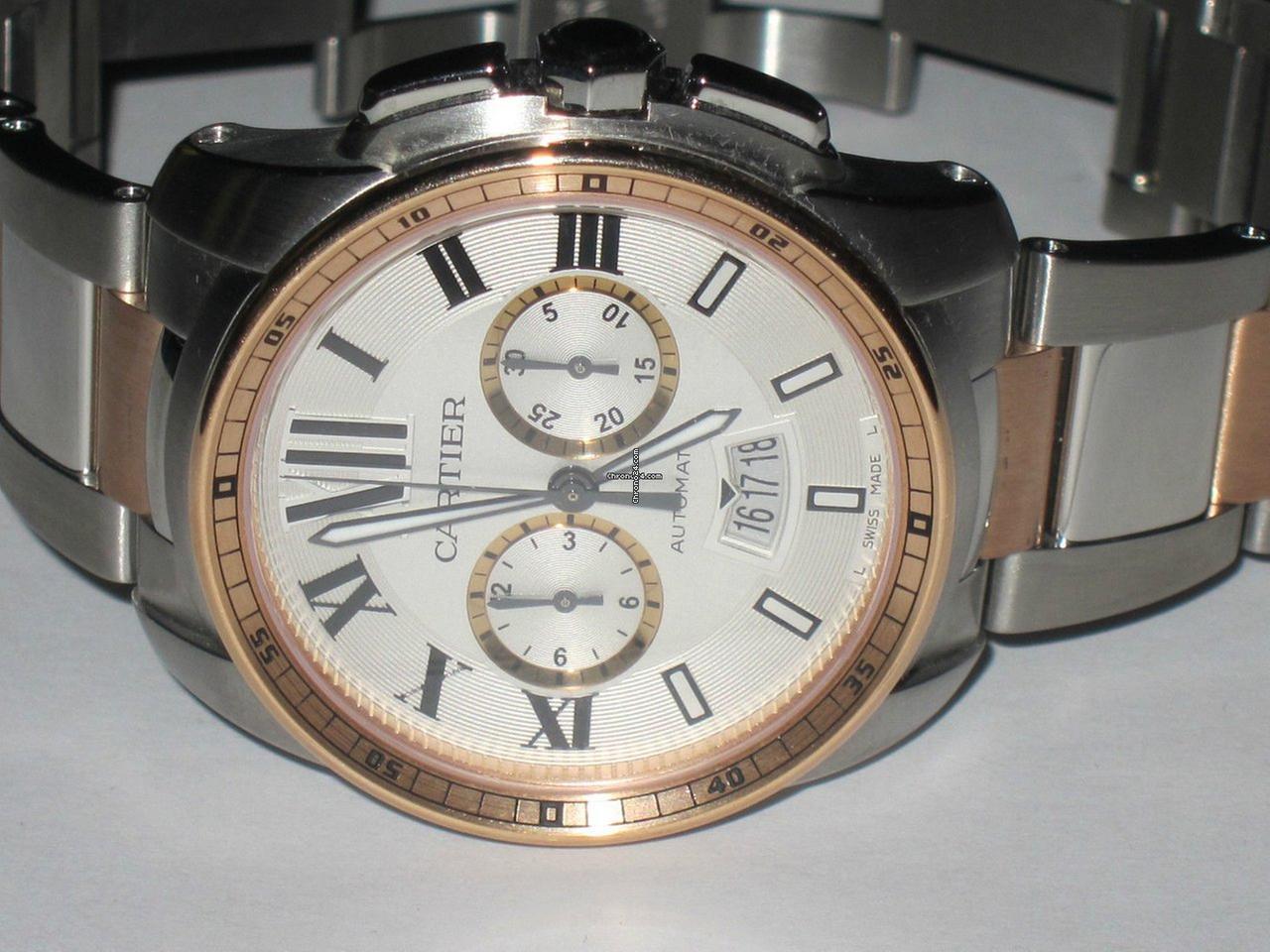 Cartier Calibre de Cartier Chronograph Automatic Men's Watch Gold/Steel Case With Gold/Steel Strap Authentic Luxury Timepiece