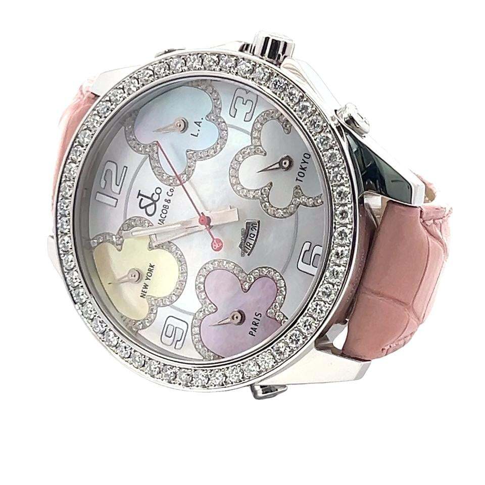 Jacob & Co. Quartz Women's Watch Steel Case With Leather Strap Authentic Luxury Timepiece