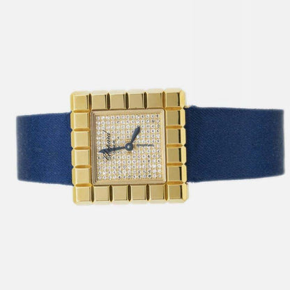 Chopard Quartz Women's Watch Yellow Gold Case With Leather Strap Authentic Luxury Timepiece