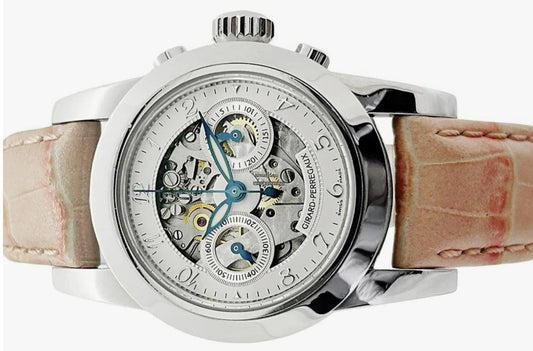 Girard Perregaux Automatic Women's Watch Steel Case With Leather Strap Authentic Luxury Timepiece