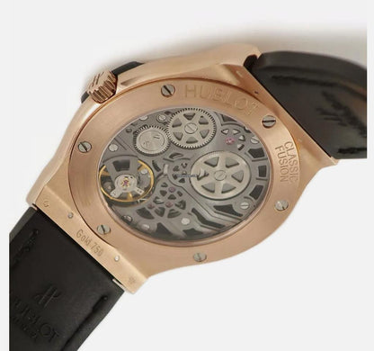 Hublot Classic Fusion Ultra-Thin Manual winding Men's Watch Rose Gold Case With Leather Strap Authentic Luxury Timepiece