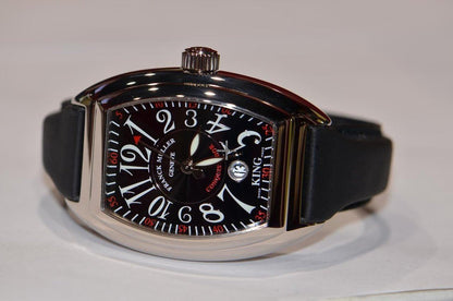 Franck Muller Conquistador Automatic Men's Watch White Gold Case With Leather Strap Authentic Luxury Timepiece