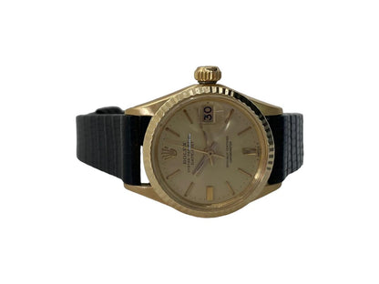 Rolex Lady-Datejust Automatic Women's Watch Yellow Gold Case With Leather Strap Authentic Luxury Timepiece