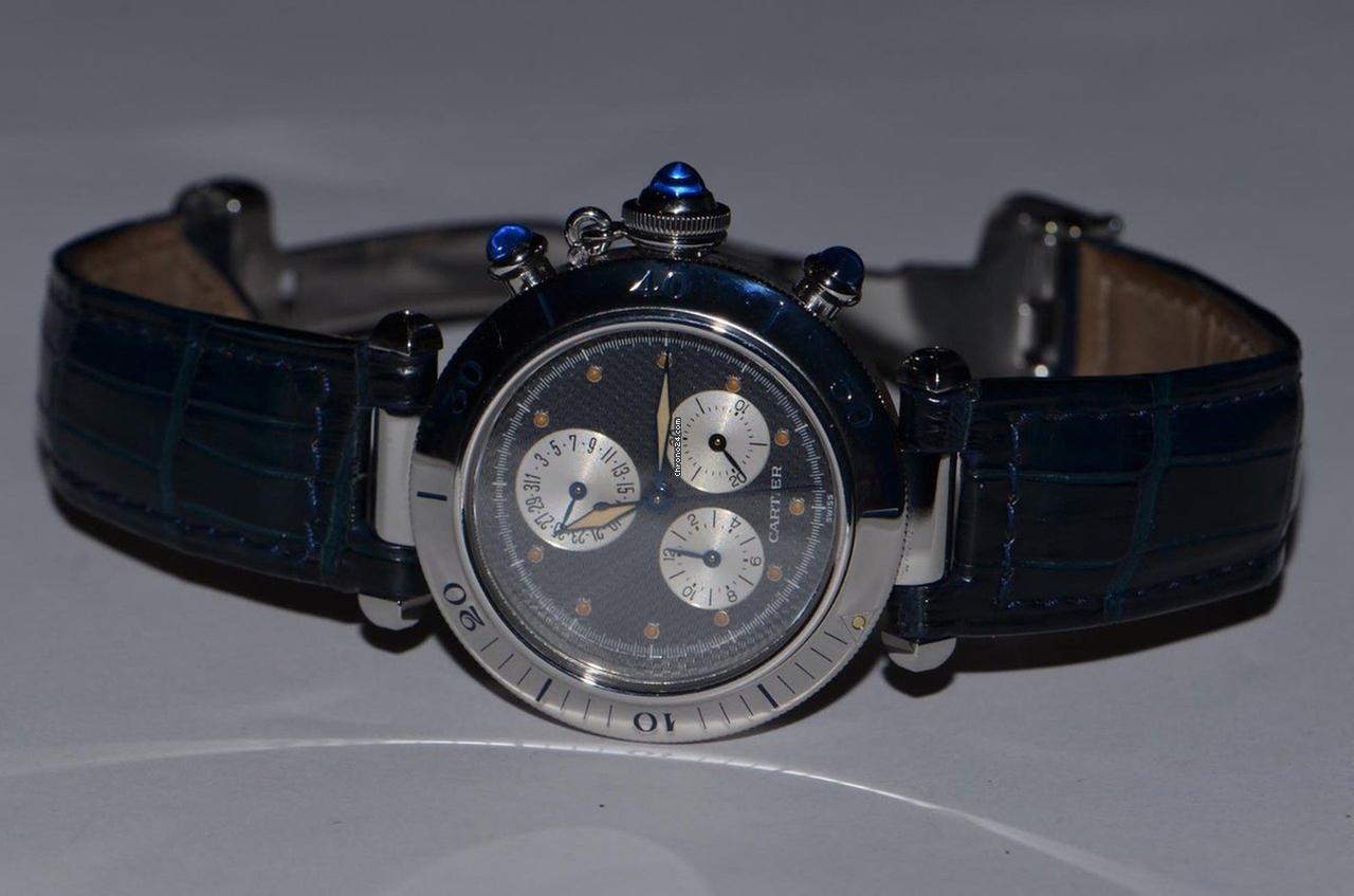 Cartier Pasha Quartz Men's Watch Steel Case With Leather Strap Authentic Luxury Timepiece