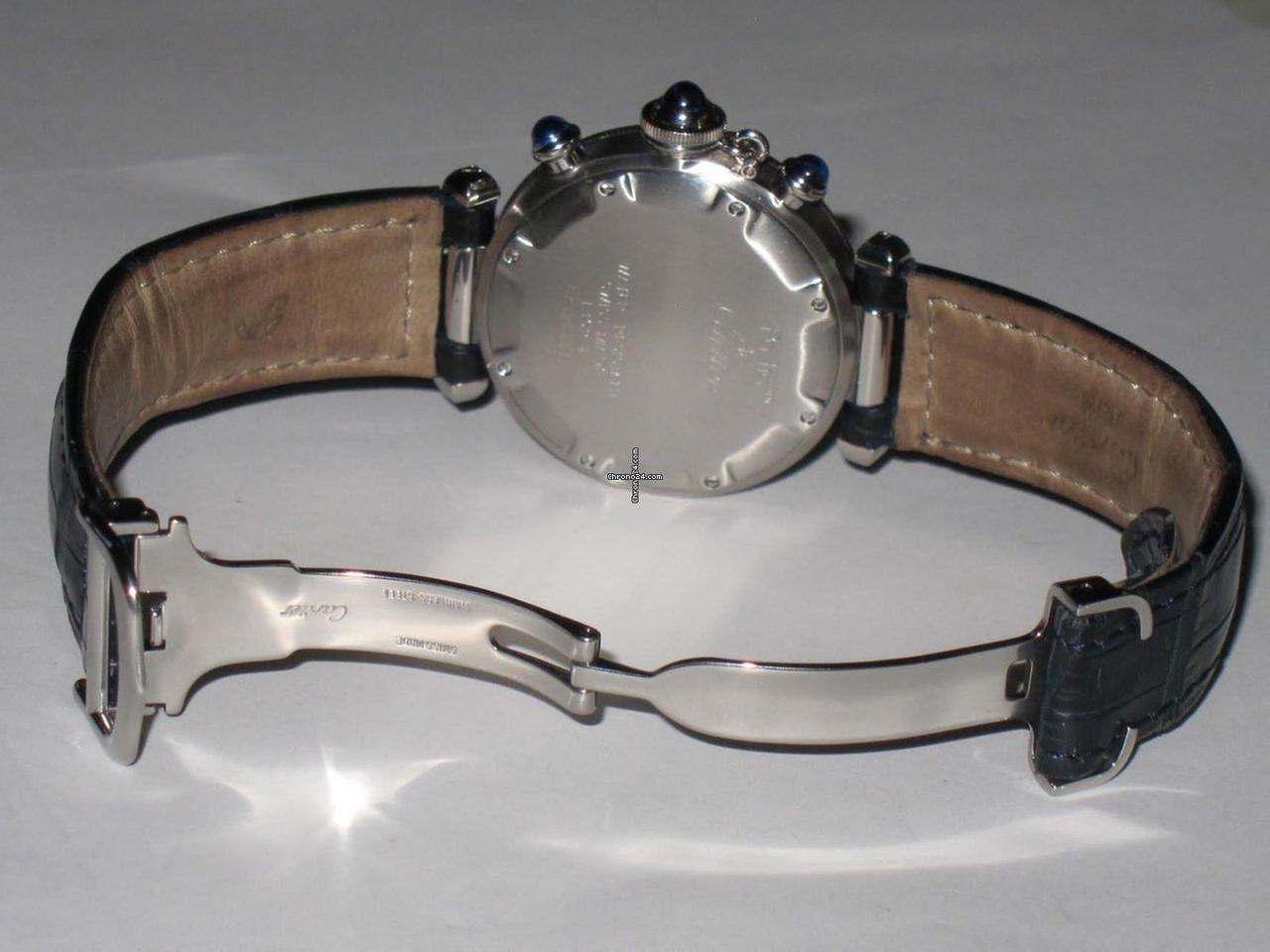 Cartier Pasha Quartz Men's Watch Steel Case With Leather Strap Authentic Luxury Timepiece