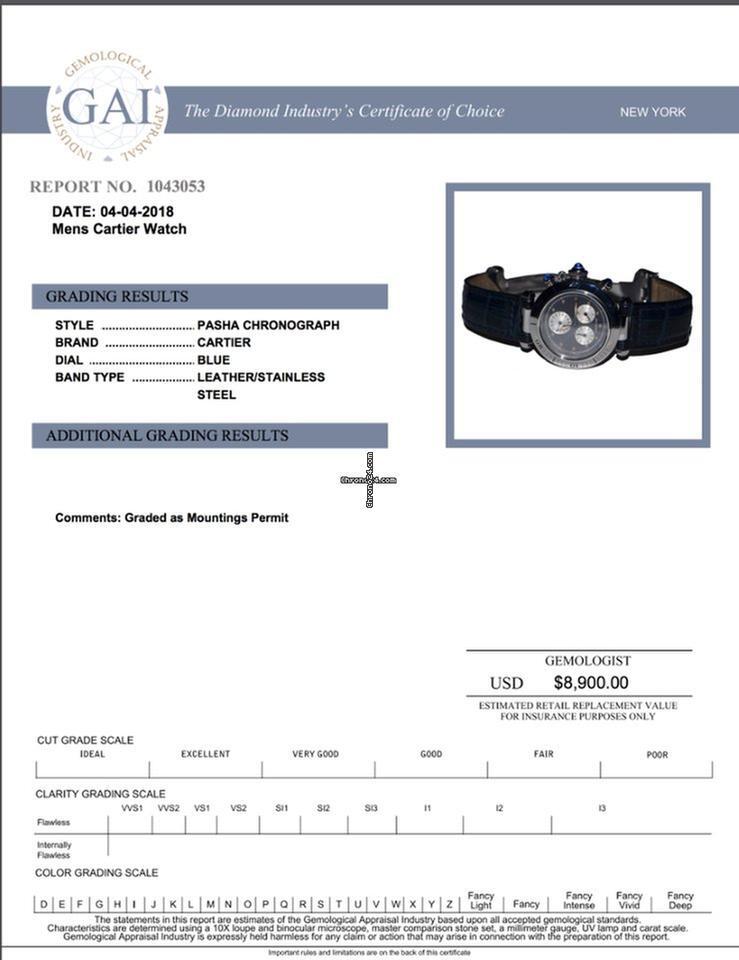 Cartier Pasha Quartz Men's Watch Steel Case With Leather Strap Authentic Luxury Timepiece