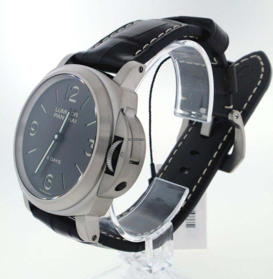 Panerai Luminor Base 8 Days Manual winding Men's Watch Titanium Case With Leather Strap Authentic Luxury Timepiece
