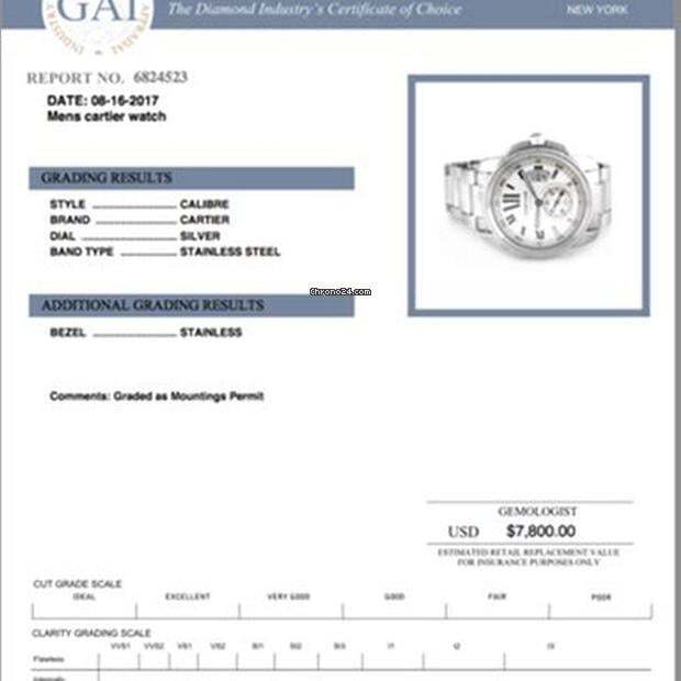 Cartier Calibre de Cartier Automatic Men's Watch With Steel Case and Strap Authentic Luxury Timepiece