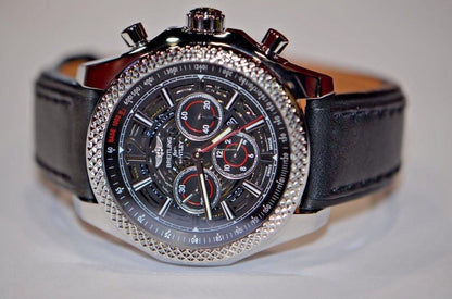 Breitling Bentley Barnato Automatic Men's Watch Steel Case With Leather Strap Authentic Luxury Timepiece