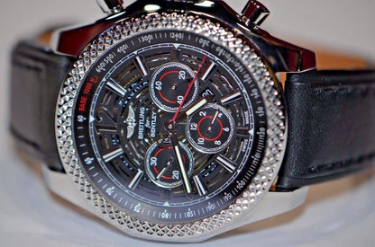 Breitling Bentley Barnato Automatic Men's Watch Steel Case With Leather Strap Authentic Luxury Timepiece