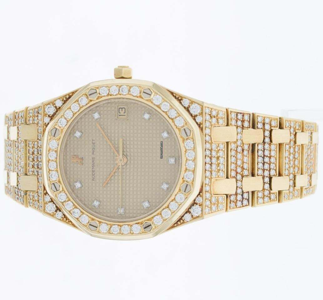 Audemars Piguet Royal Oak Quartz Men's Watch With Yellow Gold Case and Strap Authentic Luxury Timepiece