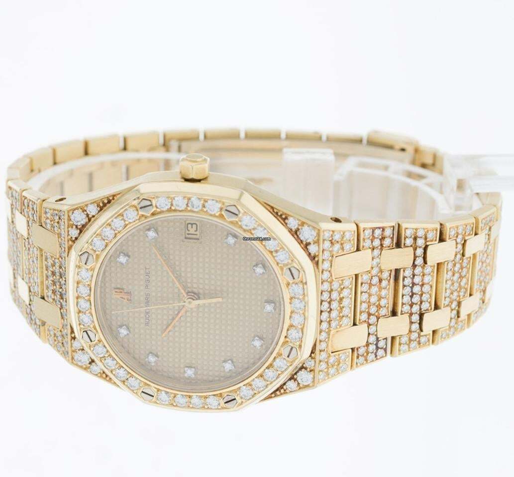 Audemars Piguet Royal Oak Quartz Men's Watch With Yellow Gold Case and Strap Authentic Luxury Timepiece
