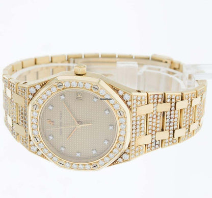 Audemars Piguet Royal Oak Quartz Men's Watch With Yellow Gold Case and Strap Authentic Luxury Timepiece