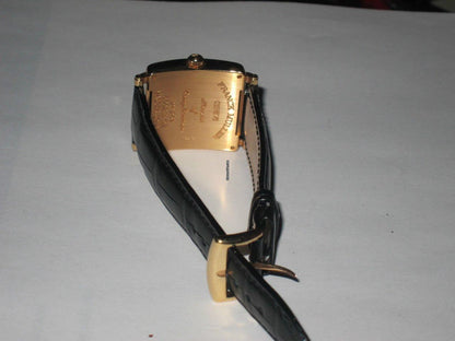 Franck Muller Master Square Quartz Women's Watch Yellow Gold Case With Leather Strap Authentic Luxury Timepiece