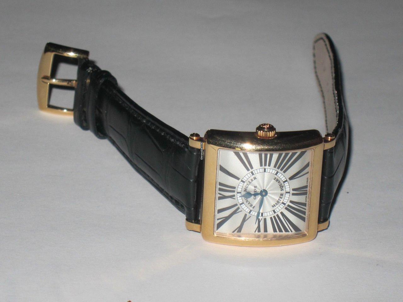Franck Muller Master Square Quartz Women's Watch Yellow Gold Case With Leather Strap Authentic Luxury Timepiece
