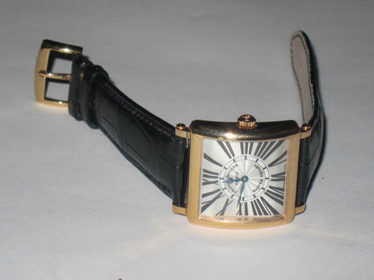 Franck Muller Master Square Quartz Women's Watch Yellow Gold Case With Leather Strap Authentic Luxury Timepiece