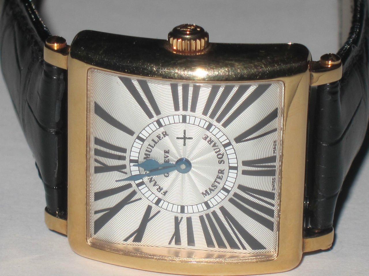 Franck Muller Master Square Quartz Women's Watch Yellow Gold Case With Leather Strap Authentic Luxury Timepiece