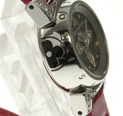 Louis Vuitton Quartz Women's Watch Steel Case With Leather Strap Authentic Luxury Timepiece