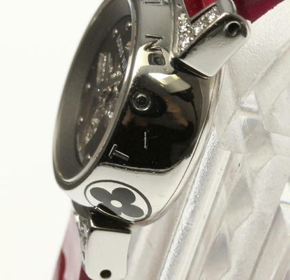 Louis Vuitton Quartz Women's Watch Steel Case With Leather Strap Authentic Luxury Timepiece