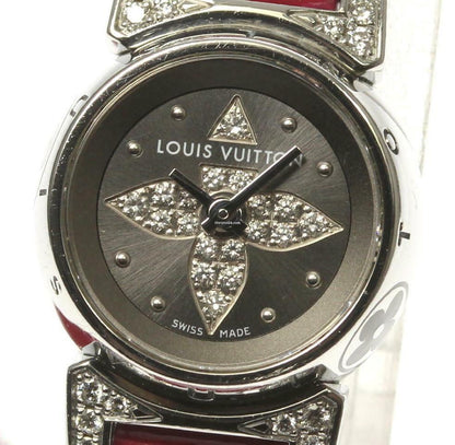 Louis Vuitton Quartz Women's Watch Steel Case With Leather Strap Authentic Luxury Timepiece