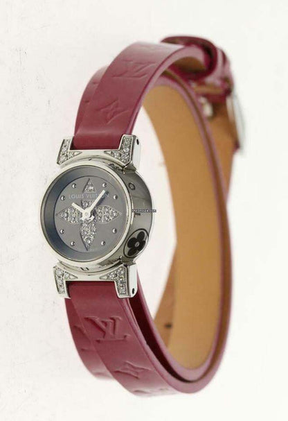 Louis Vuitton Quartz Women's Watch Steel Case With Leather Strap Authentic Luxury Timepiece