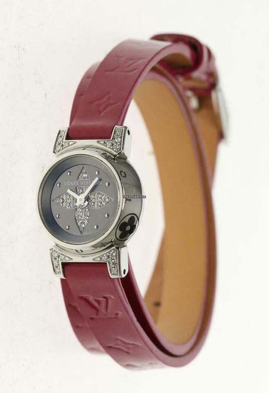 Louis Vuitton Quartz Women's Watch Steel Case With Leather Strap Authentic Luxury Timepiece