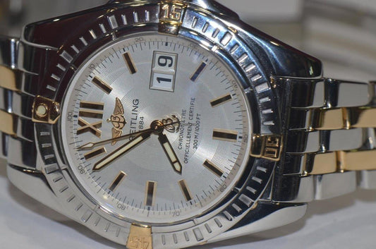 Breitling Chronomat Automatic Men's Watch Gold/Steel Case With Gold/Steel Strap Authentic Luxury Timepiece