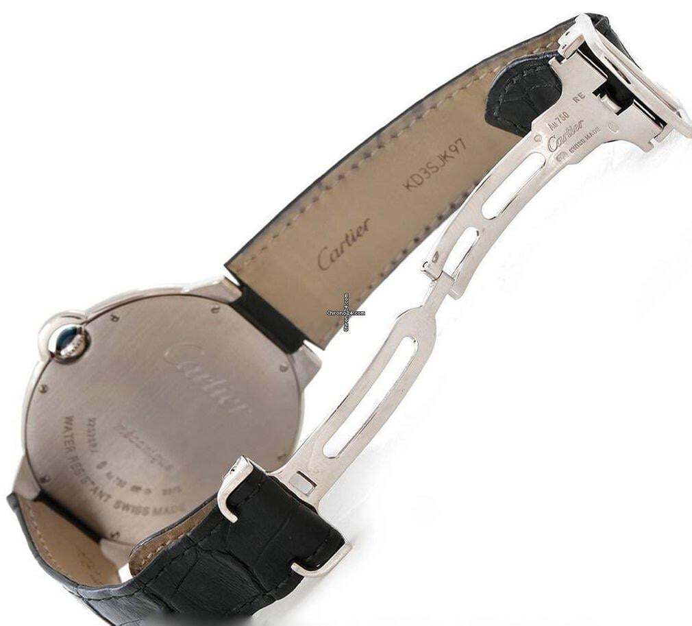 Cartier Ballon Bleu 44mm Automatic Men's Watch White Gold Case With Leather Strap Authentic Luxury Timepiece