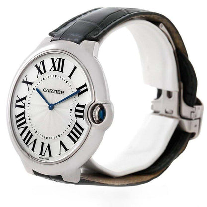 Cartier Ballon Bleu 44mm Automatic Men's Watch White Gold Case With Leather Strap Authentic Luxury Timepiece