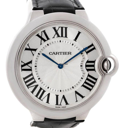 Cartier Ballon Bleu 44mm Automatic Men's Watch White Gold Case With Leather Strap Authentic Luxury Timepiece