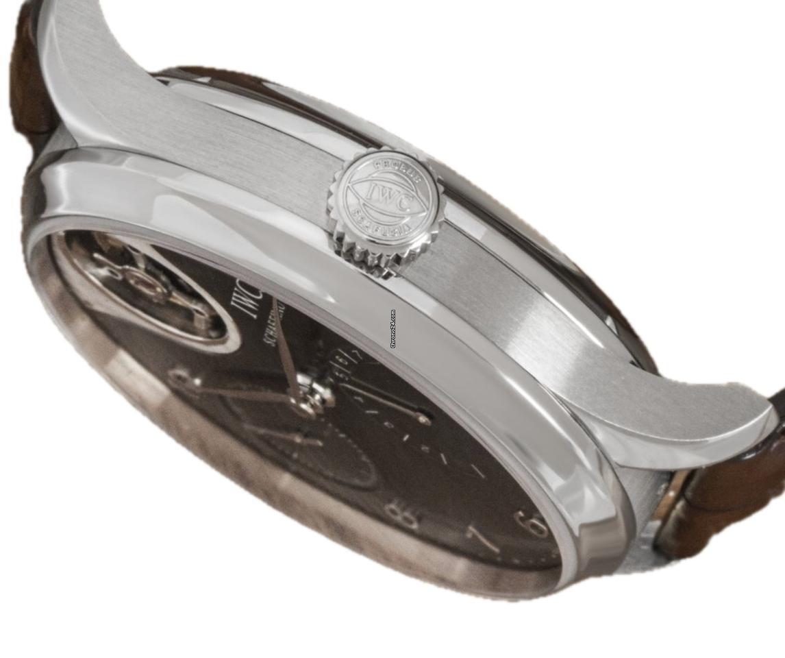 IWC Portuguese Tourbillon Automatic Men's Watch White Gold Case With Leather Strap Authentic Luxury Timepiece