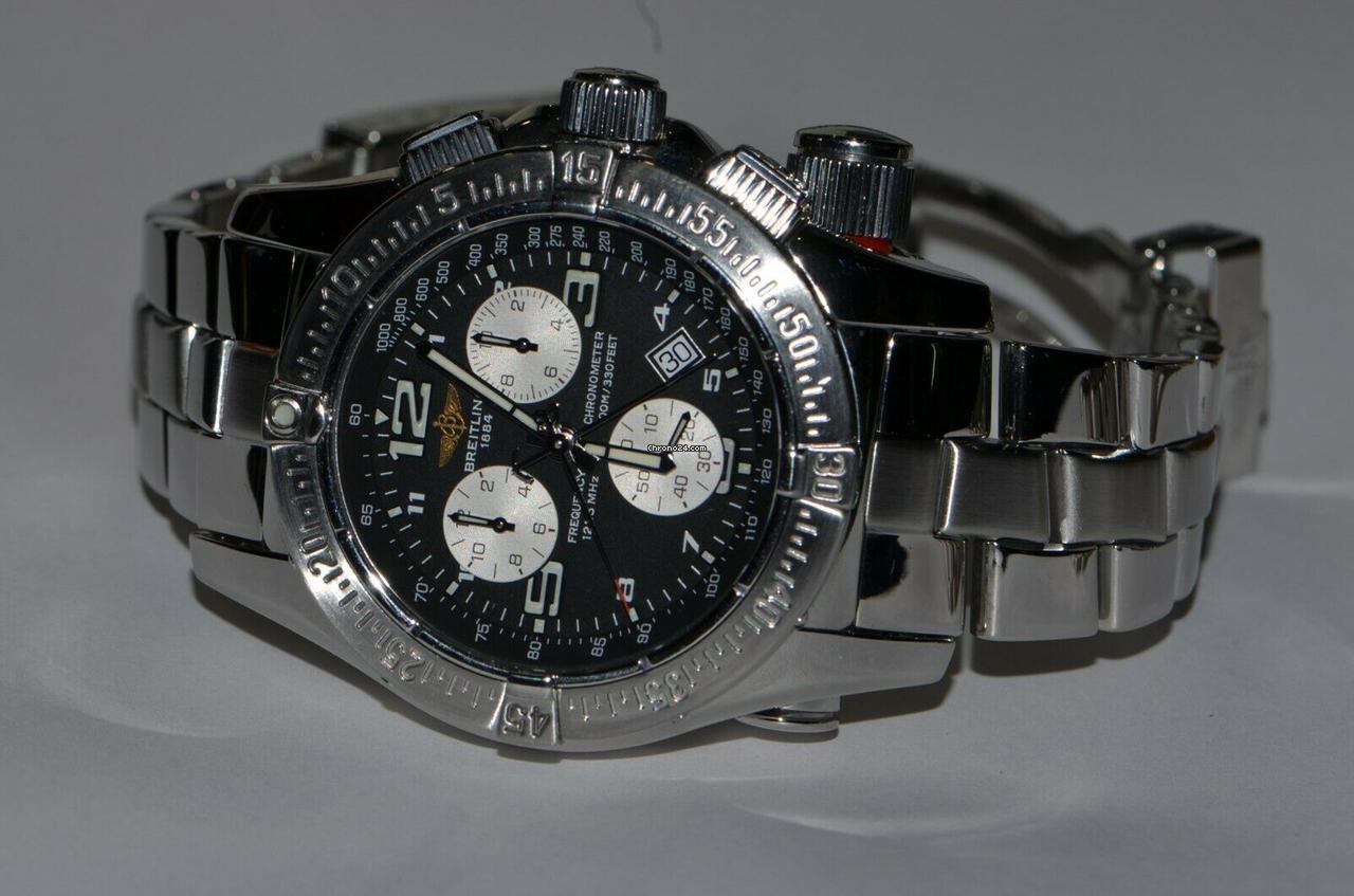 Breitling Emergency Quartz Men's Watch With Steel Case and Strap Authentic Luxury Timepiece