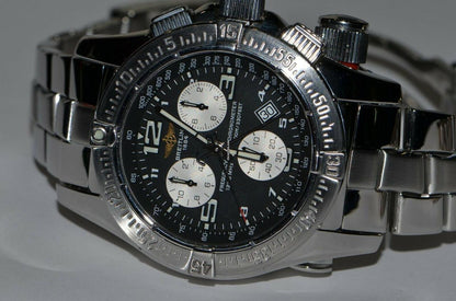Breitling Emergency Quartz Men's Watch With Steel Case and Strap Authentic Luxury Timepiece