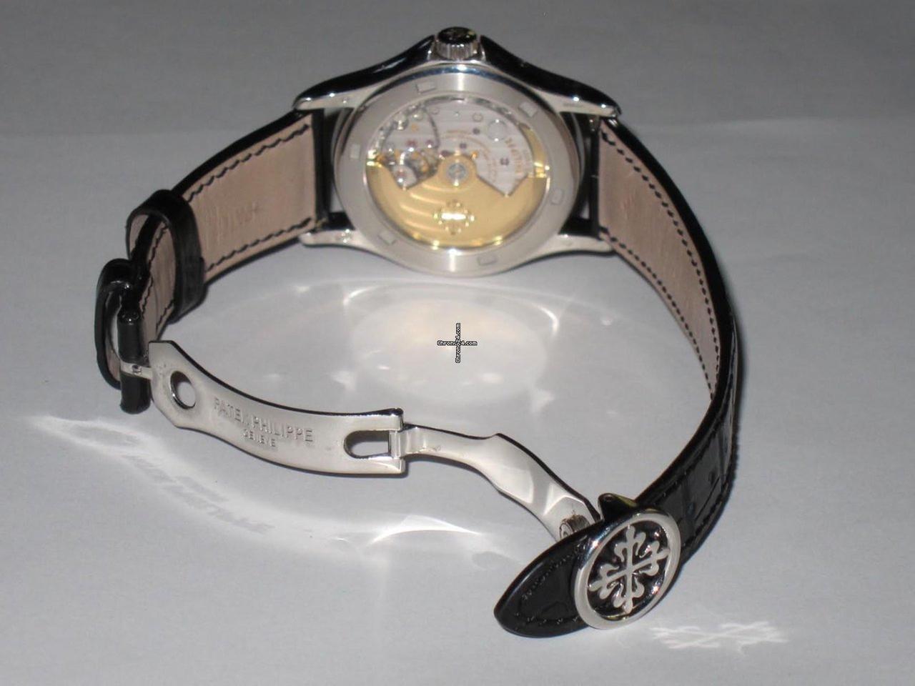 Patek Philippe Annual Calendar Automatic Men's Watch Platinum Case With Leather Strap Authentic Luxury Timepiece