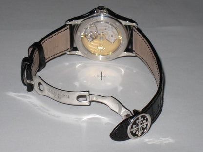 Patek Philippe Annual Calendar Automatic Men's Watch Platinum Case With Leather Strap Authentic Luxury Timepiece