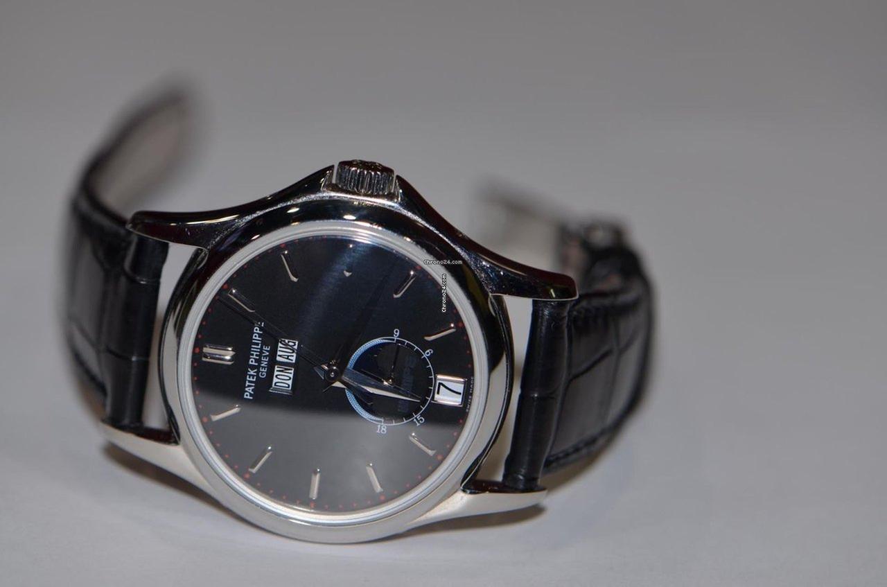 Patek Philippe Annual Calendar Automatic Men's Watch Platinum Case With Leather Strap Authentic Luxury Timepiece