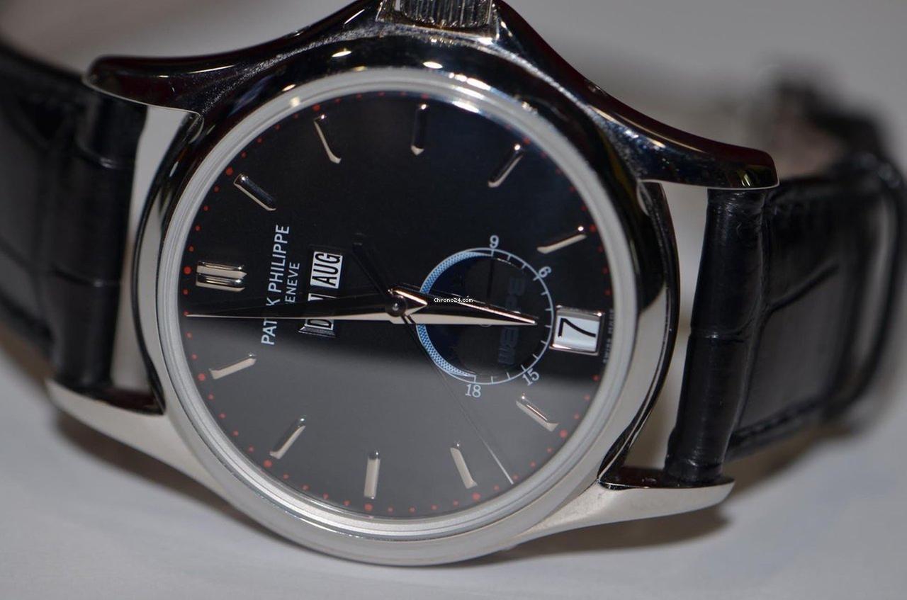 Patek Philippe Annual Calendar Automatic Men's Watch Platinum Case With Leather Strap Authentic Luxury Timepiece